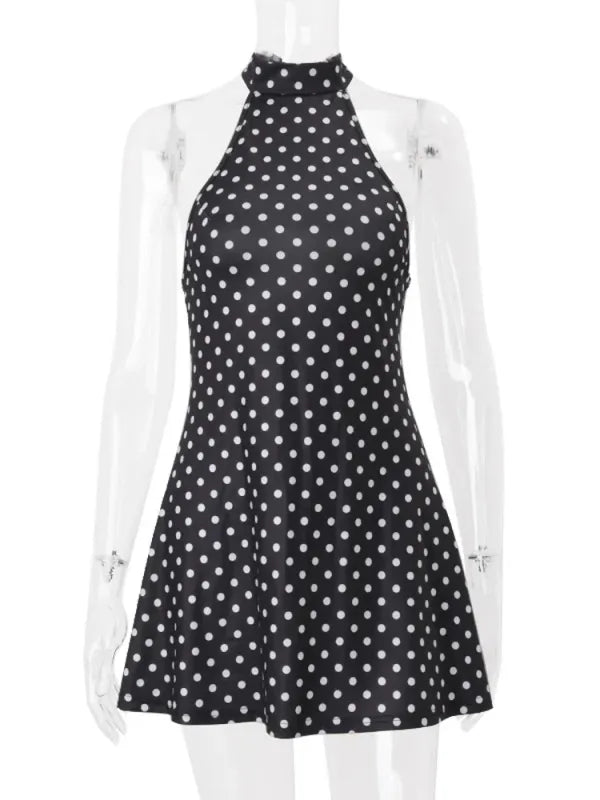 Vestido Retrô Poá Halter Curto Premium