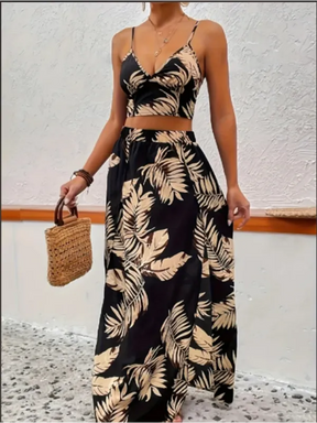 Conjunto Saia e Colete Estampado Feminino | Fenda Alta