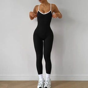 Macacão Fitness Feminino Sem Costura com Sutiã Embutido
