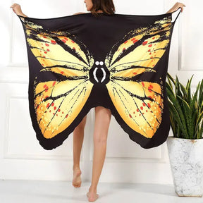 Saída de Praia Feminina Estampa Borboleta Túnica Sarong
