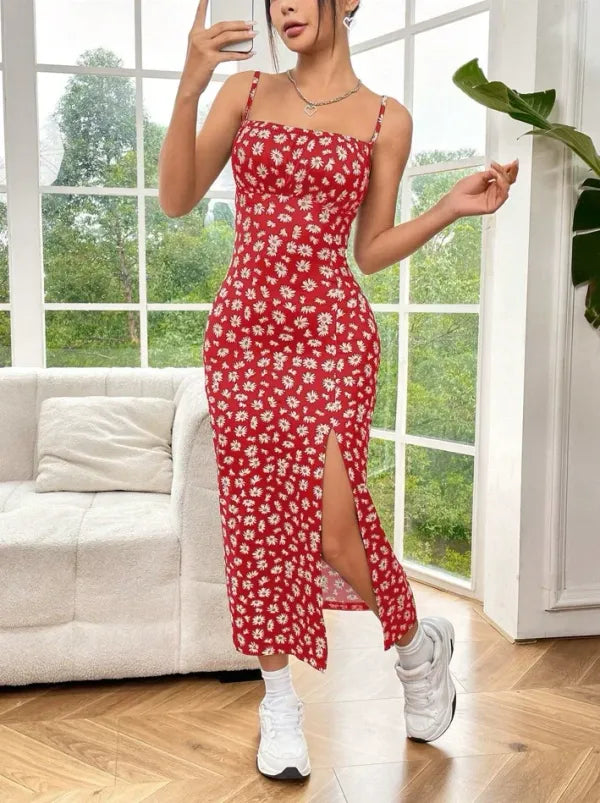 Vestido Maxi Envoltório Leopardo com Fenda — Resort Chic Outono 2025