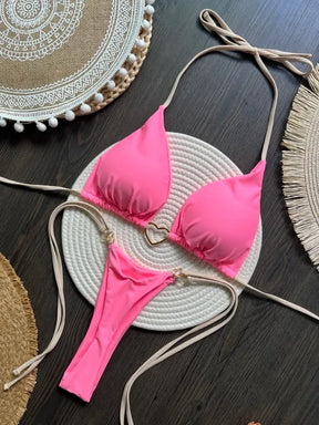Biquíni Feminino Halter Triângulo Tanga Brasileira