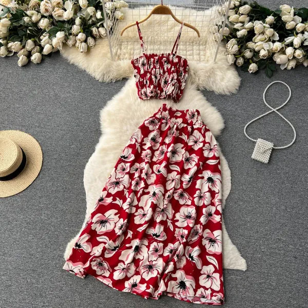 Conjunto Top e Saia Floral — Férias na Praia