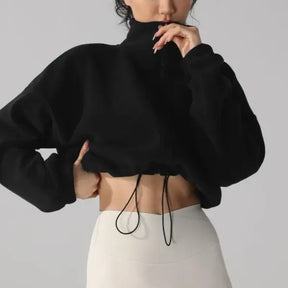 Jaqueta Feminina Cropped Velo com Zíper — Slim Fit Inverno