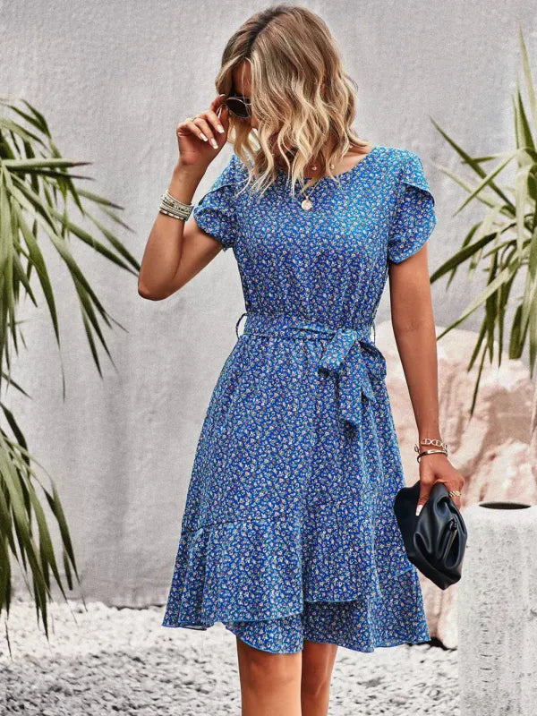 Vestido Floral Cintura Alta Feminino — Casual Verão Premium