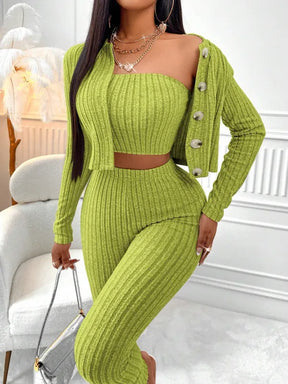 Conjunto 3 Peças Regata + Cardigan + Legging Premium
