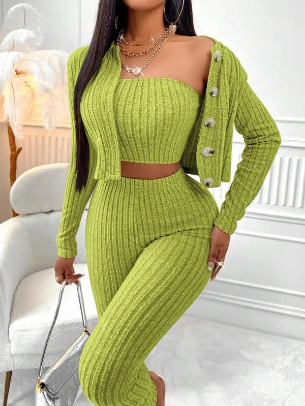 Conjunto 3 Peças Regata + Cardigan + Legging Premium