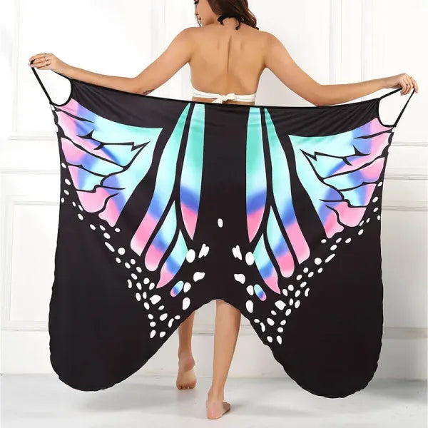 Saída de Praia Feminina Estampa Borboleta Túnica Sarong