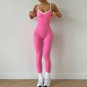 Macacão Fitness Feminino Sem Costura com Sutiã Embutido