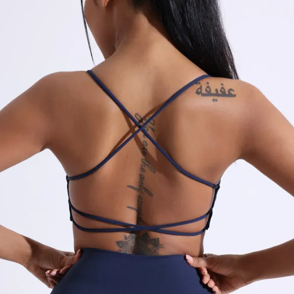 Top Fitness Feminino Alças Cruzadas com Bojo Academia