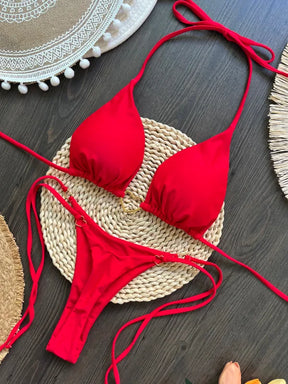 Biquíni Feminino Halter Triângulo Tanga Brasileira