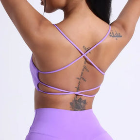 Top Fitness Feminino Alças Cruzadas com Bojo Academia [v:f68xza]