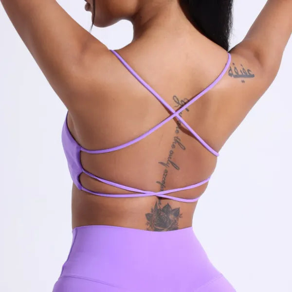 Top Fitness Feminino Alças Cruzadas com Bojo Academia [v:f68xza]