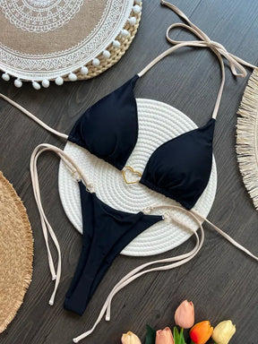 Biquíni Feminino Halter Triângulo Tanga Brasileira [v:10l7ohj]