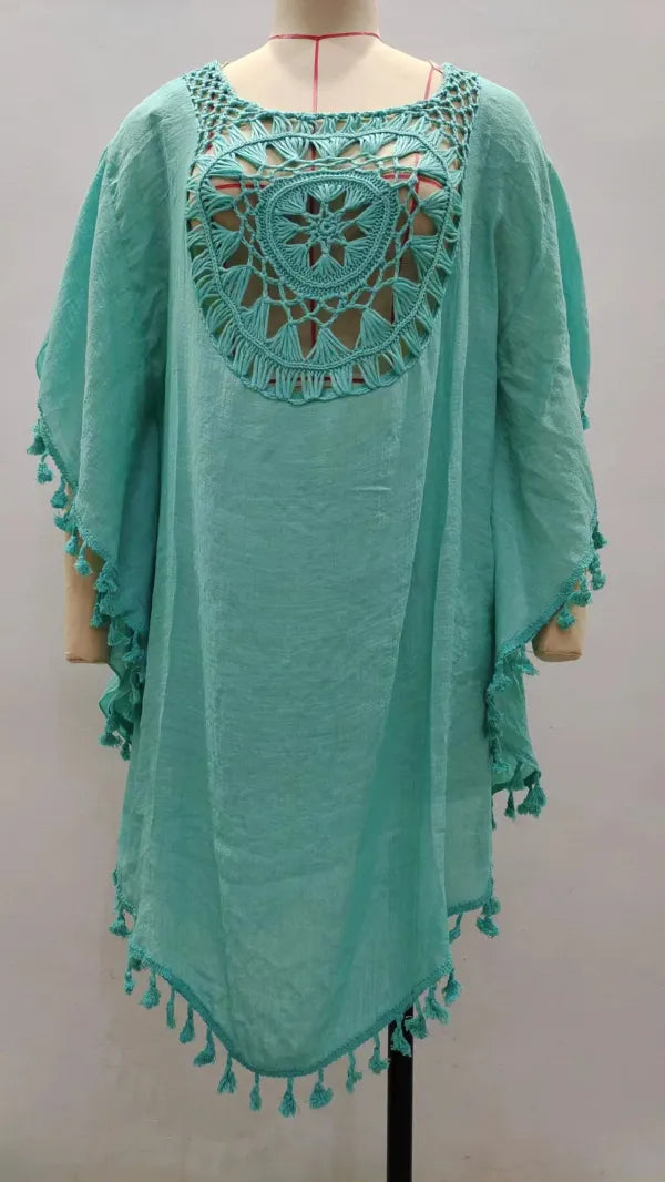 Saída de Praia Crochê Feminina | Cover-Up Elegante [v:14445x2]