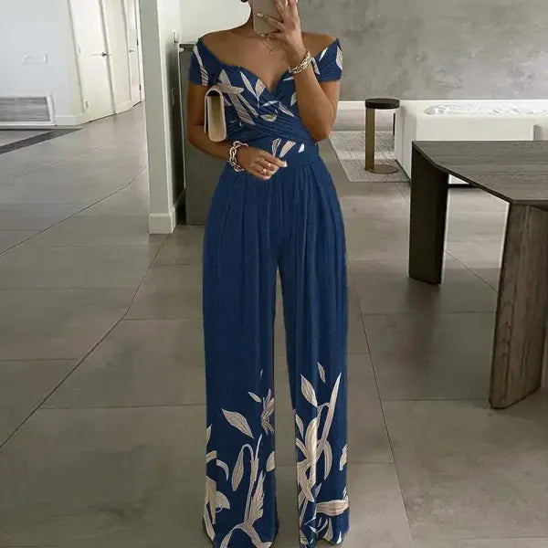 Macacão Floral Fora do Ombro Feminino Elegante Verão [v:1f3xnge]
