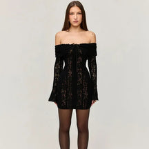 Vestido Longo Ombro a Ombro Renda Festa Elegante 2025 [v:pd115w]
