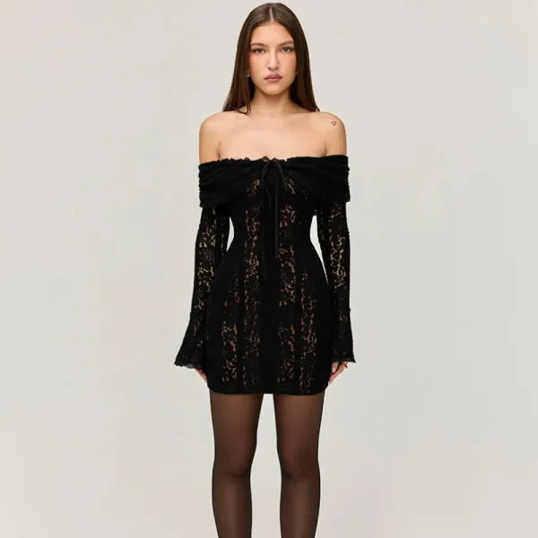 Vestido Longo Ombro a Ombro Renda Festa Elegante 2025 [v:pd115w]