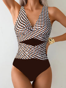 Maiô Monokini Branco e Preto com Controle de Barriga [v:e0qnuj]