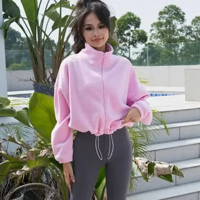 Jaqueta Feminina Cropped Velo com Zíper — Slim Fit Inverno [v:54aagh]