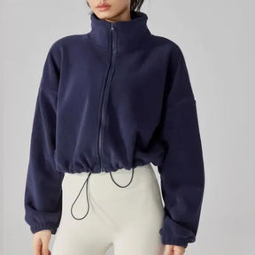 Jaqueta Feminina Cropped Velo com Zíper — Slim Fit Inverno [v:5rl3iq]
