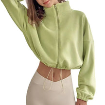 Jaqueta Feminina Cropped Velo com Zíper — Slim Fit Inverno [v:6evwkz]
