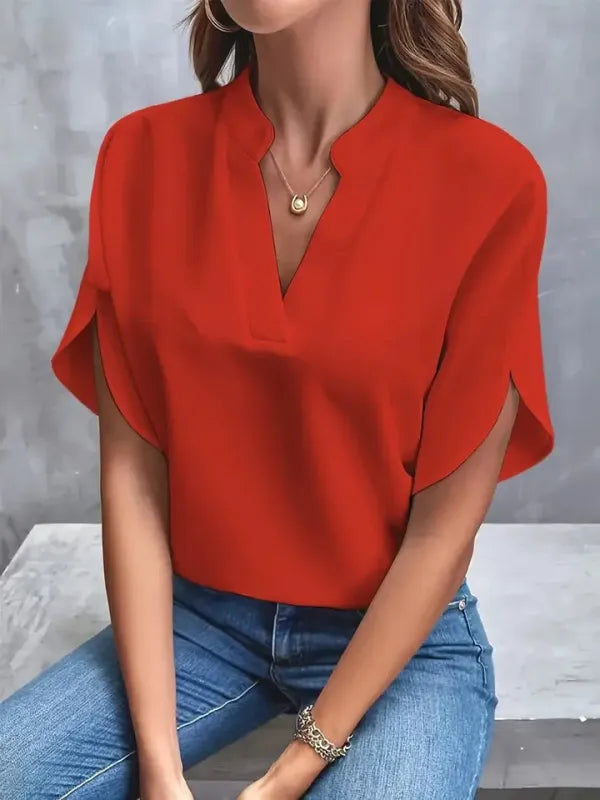 Blusa Feminina Decote V Meia Manga | Look Casual Elegante Verão