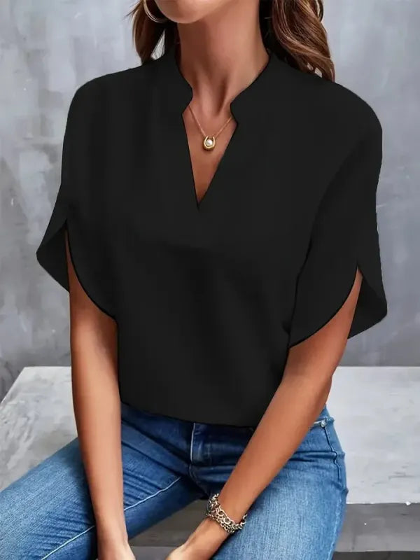 Blusa Feminina Decote V Meia Manga | Look Casual Elegante Verão