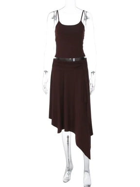 Conjunto Feminino 2 Peças Cropped e Saia Assimétrica