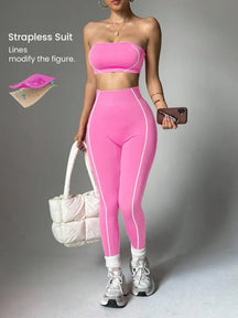 Conjunto Legging Yoga Sem Costura + Top Bandeau Feminino [v:1kfo4l9]