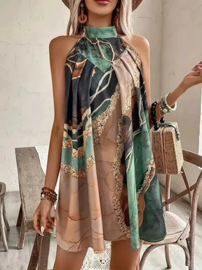 Vestido Mini Listrado Sem Manga Feminino | Elegância Casual
