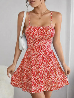 Vestido Cami Floral Costas Abertas Moda Praia Feminina