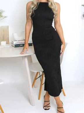 Vestido Longo Feminino Franzido com Fenda — Festa [v:2i6wmh]