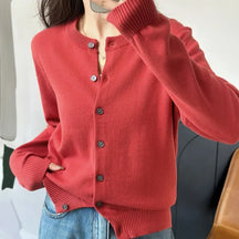 Cardigan Feminino 100% Algodão Gola Redonda Look Sofisticado