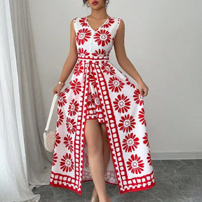 Macacão Feminino 2 em 1 Estampa Retrô Margaridas Moda Praia