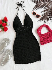 Vestido de Crochê Branco Halter Feminino | Musa Brasil [v:ic14u0]