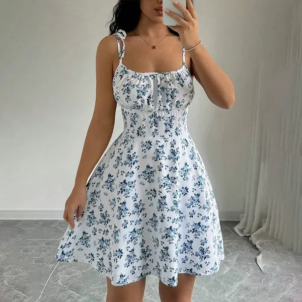 Vestido Curto Floral Alça Fina | Moda Praia Feminina 2025
