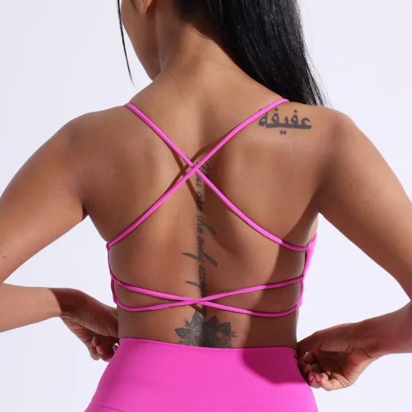 Top Fitness Feminino Alças Cruzadas com Bojo Academia [v:16fzb23]