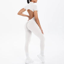 Macacão Fitness Feminino Costas Abertas Scrunch e Zíper [v:932mzr]
