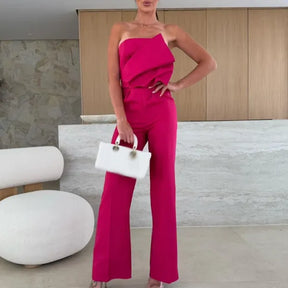 Macacão Feminino Perna Larga Decote Costas Casual Elegante [v:1494wbd]