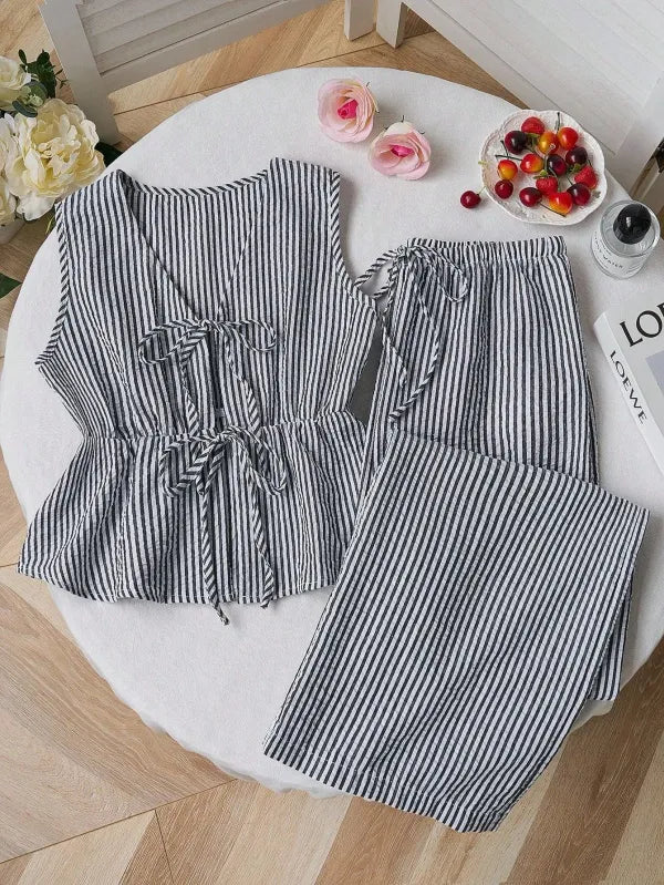 Conjunto Feminino Regata Listrada + Calça Pantalona [v:ksaoak]
