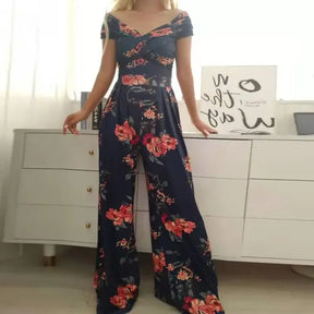 Macacão Floral Fora do Ombro Feminino Elegante Verão [v:t3cy4z]