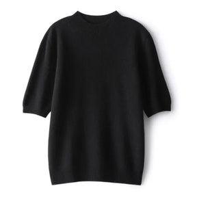 Suéter Feminino Caxemira 100% Meia Gola Alta Manga Curta Premium