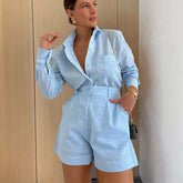 Conjunto Feminino 2 Peças Camisa + Shorts Casual Elegante [v:8jpgxi]