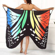 Saída de Praia Feminina Estampa Borboleta Túnica Sarong [v:1ja9gs6]