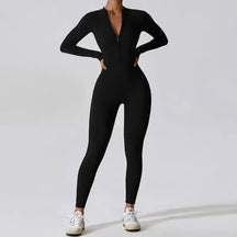 Macacão Feminino Esportivo Manga Longa Zíper Yoga [v:to0hx2]