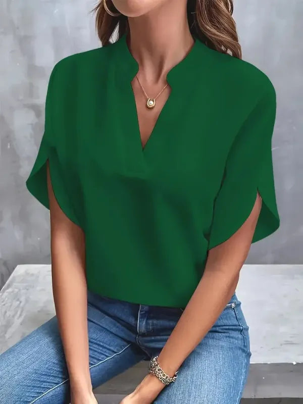 Blusa Feminina Decote V Meia Manga | Look Casual Elegante Verão
