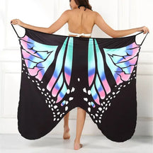 Saída de Praia Feminina Estampa Borboleta Túnica Sarong [v:1jxk9uf]