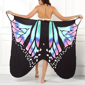 Saída de Praia Feminina Estampa Borboleta Túnica Sarong [v:1jxk9uf]