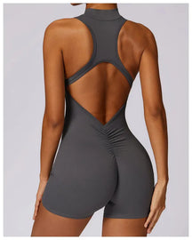 Macacão Fitness Feminino Scrunch Zíper Costas Abertas [v:ypxhw2]